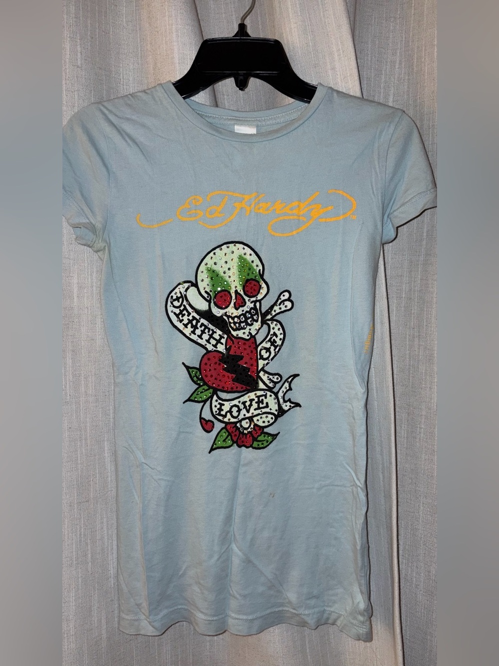 Christian Audigier Light Blue Tee with Yellow Script